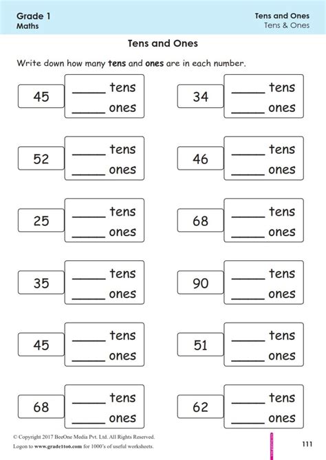 1st grade online math worksheets. Worksheet Grade 1 Math - Tens and Ones in 2020 | Tens and ...