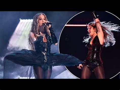 Rita Ora Puts On A Very Leggy Display In A Black Lace Up Corset As She
