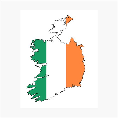 Ireland Country Outline And Flag Photographic Print By Handdrawntees