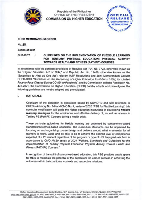 Ched Memorandum Order No 40 Series Of 2021 Ched Mimaropa Region