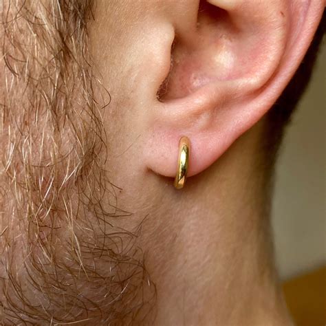 Mens Gold Hoop Earrings 925 Sterling Silver 12mm Mens Hoop Earrings Hoops For Men Earring