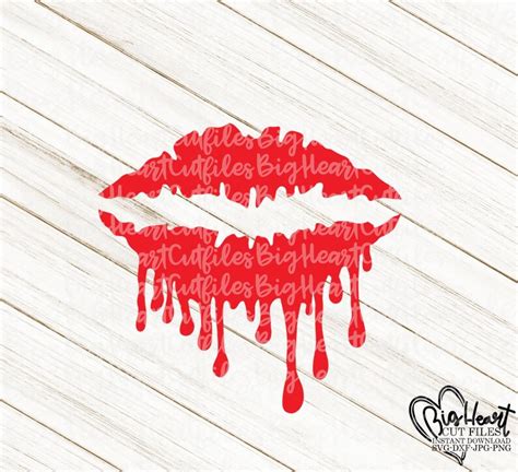 Dripping Lips Svg Red Dripping Lip Svg Png Dxf Kiss Etsy