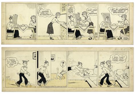Lot Detail 2 Chic Young Hand Drawn Blondie Comic Strips From 1950
