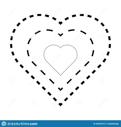 Tracing Heart Shape Symbol Dashed And Dotted Broken Line Element For
