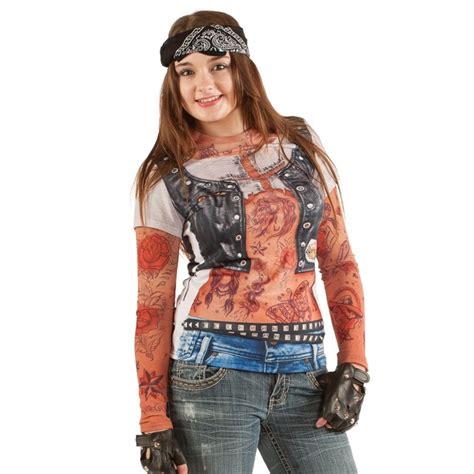 Adult Costume Faux Real Shirt Tattoo With Sleeves Fancy Dress Costumes Party Shop