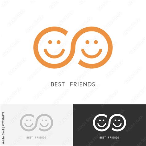 Best Friends Logo Two Smiling Faces And Infinity Symbol Friendship