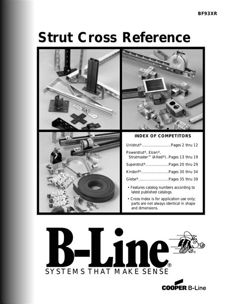 Cooper B Line Strut Systems Competitor Cross Reference Brochure