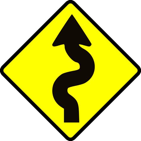 Winding Road Caution Sign Vector Image Free Svg