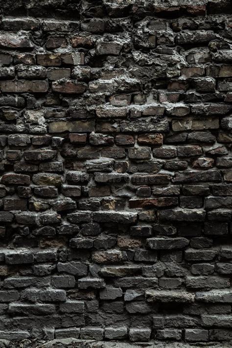 Urban Black Brick Wall Texture Old Masonry Background Gloomy