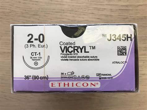 New Ethicon J345h Vicryl Coated Polyglactin 910 Suture 2 0 3ph Eur
