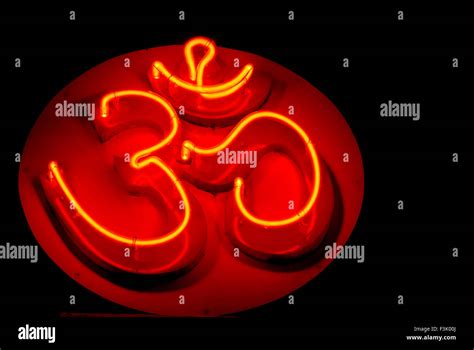 Om Cosmic Creation Holy Symbol Of Hindu Illuminated Neon Sign In Red