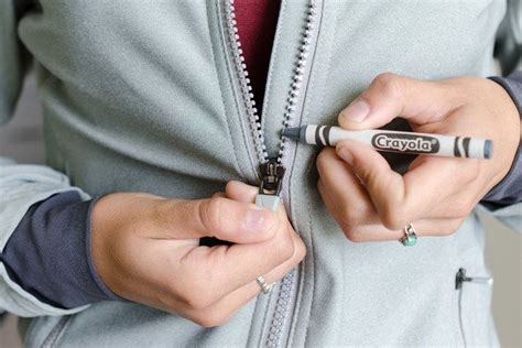 Get A Stuck Zipper Unstuck By Rubbing Some Crayon On Both Sides Of The Zipper Clothing Hacks