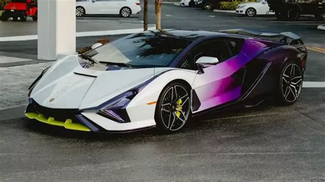 Lamborghini Sian Lands In Florida With Vibrant Purple Body Green Trim