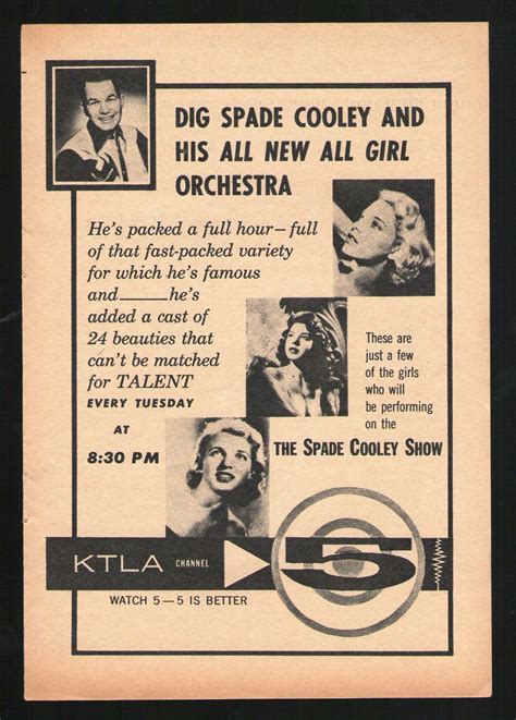 1957 KTLA tv ad DIG SPADE COOLEY HIS ALL NEW ALL GIRL ...