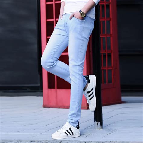 מוצר fashion brand men s skinny jeans man classic slim fit stretch jeans tight denim jean mens