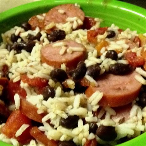 Cooked White Rice Smoked Sausage Black Beans Canned Tomatoes Wonion