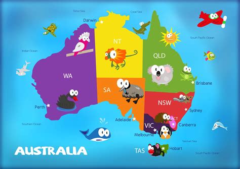 Kids map of Australia | Maps for kids, Australia for kids, Australia map