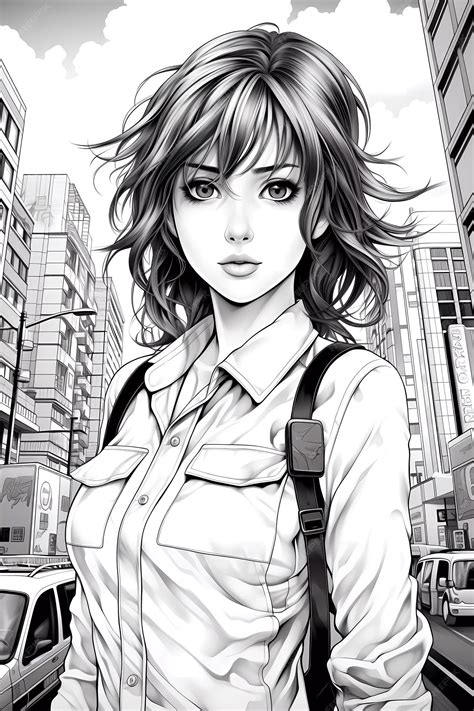 Premium AI Image | Anime Girl Coloring Page Unleash Your Creativity
