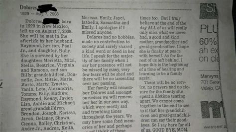 Brutally Honest Obituary That I Thought Belonged Here Too Post From Rwtf Justnomil