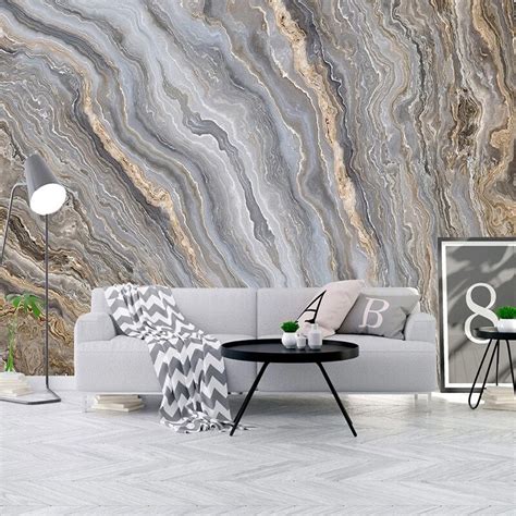 Custom Wallpaper Mural Golden Marble Effect Wallcovering Bvm Home