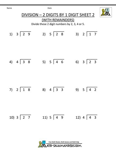 7th grade long division worksheets are a great source to practice unlimited questions on the concept of long division. Division Worksheets 3rd Grade