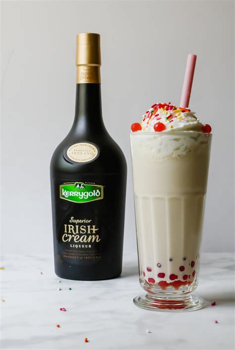 Spiked Vanilla Milkshake With Strawberry Boba Pearls