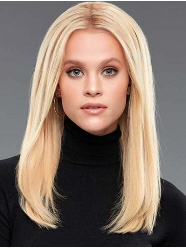 Straight Blonde Without Bangs Lace Front 16 Synthetic Modern Long Wigs