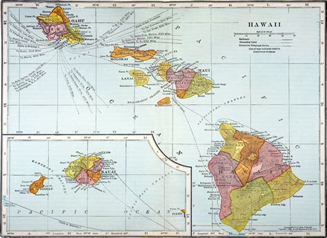 Map Hawaii 1905 Nmap Of The Hawaiian Islands Printed In The United