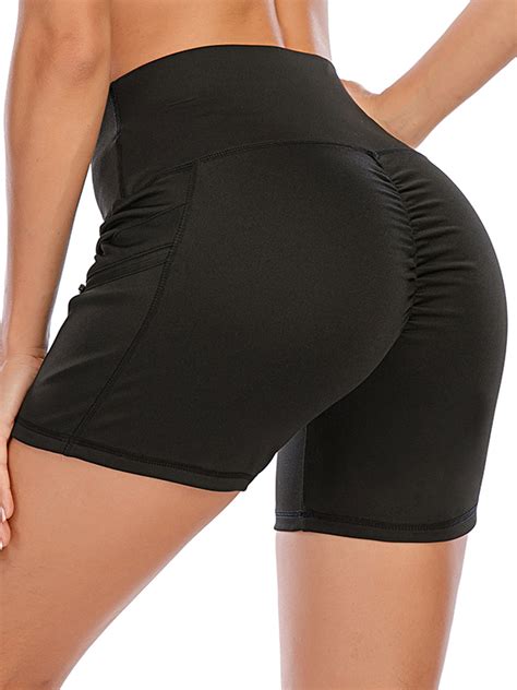 Women S Sport Shorts With Pockets High Waist Workout Shorts Gym Running Shorts Non See Through