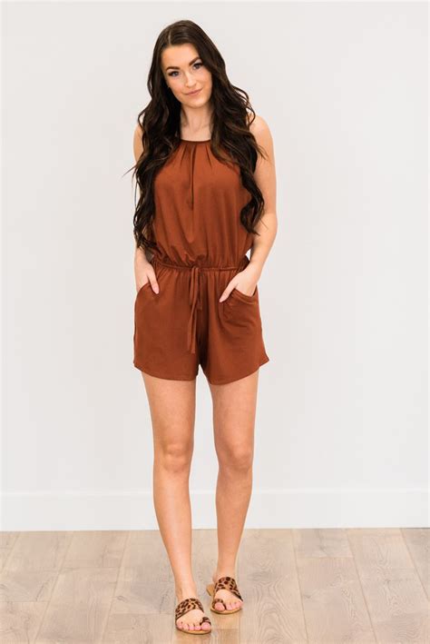 Tie Waist Romper Clearance Lightweight Romper Online Clothing Boutiques Rompers