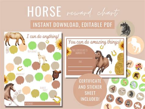 Printable Horse Reward Chart Kids Behaviour Chart Sticker Etsy
