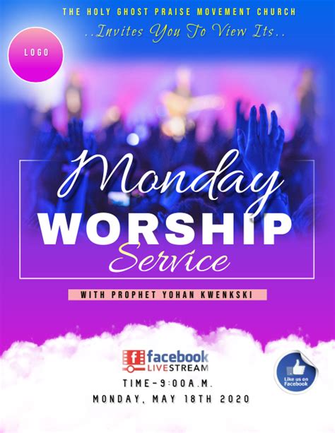 Worship Service Flyer Template Postermywall