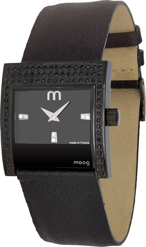 moog paris champs elysées women s watch with black dial black genuine leather strap