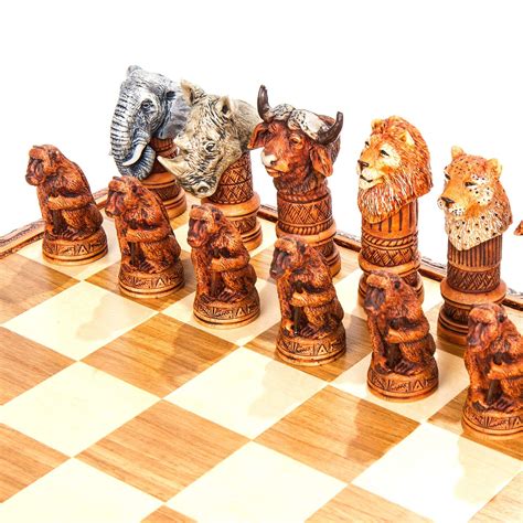 Kumbula I Africa Large African Animal Chess Set Big Busts Includes