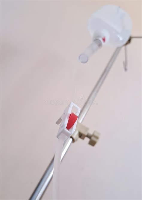 Closeup Set Iv Fluid Intravenous Drop Saline Drip Hospital Medical