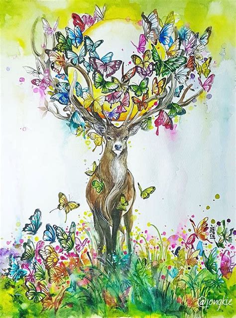 I Create Animal Spirits Trough Watercolor Deer Art Fantasy Drawings