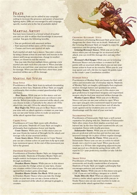 Dnd 5e Homebrew — Martial Arts Feats By Coolgamertagbro Sterling