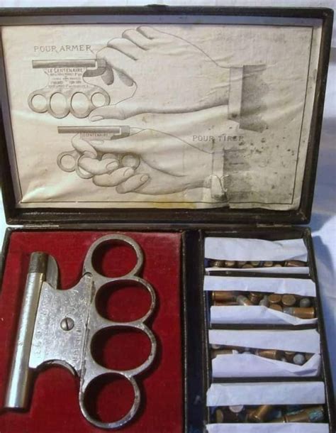 A Rare Antique Brass Knuckles Pistol With Original Case 1890 Rpics