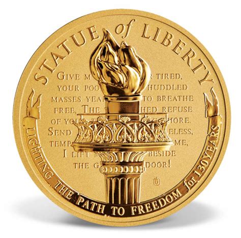 Statue Of Liberty 1886 Reverse Proof Gold Layered Gold American Mint