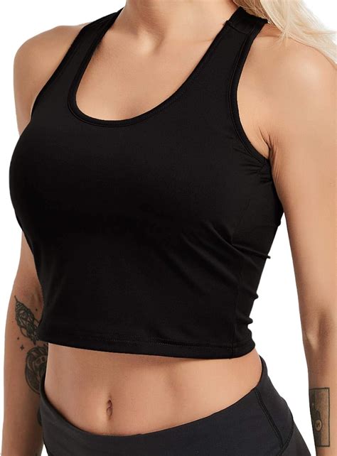 priessei women s crop tank tops with built in bra sleeveless racerback comfy yoga sport bras