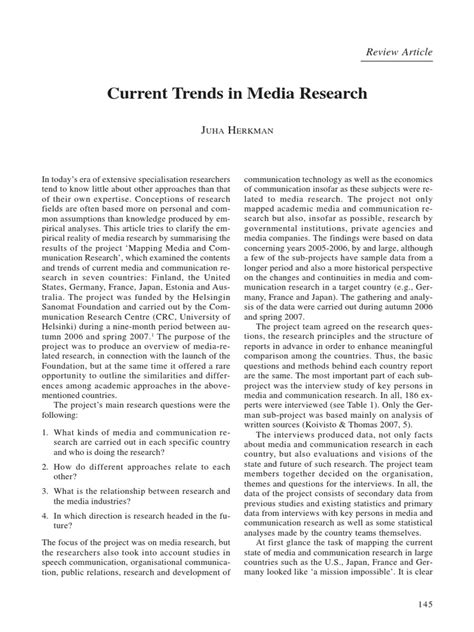 trends in media research pdf mass media social sciences