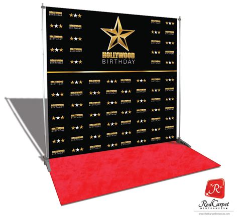 Hollywood Birthday Backdrop Black 8x8 — Red Carpet Runner And Backdrop