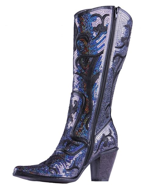 Helens Heart Blueblack Blingy Sequins Cowboy Boots Boots Sequin