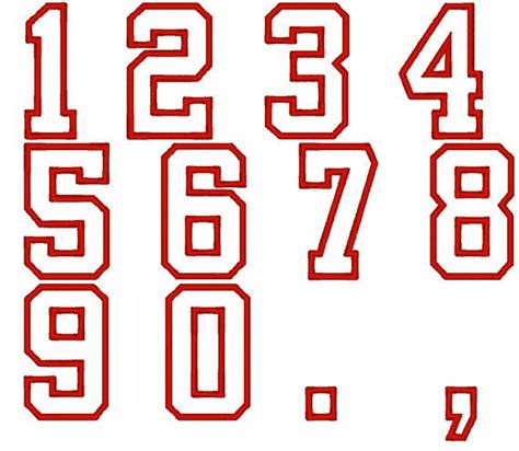 Player Numbers Font Varsity Collegiate Machine Embroidery Applique
