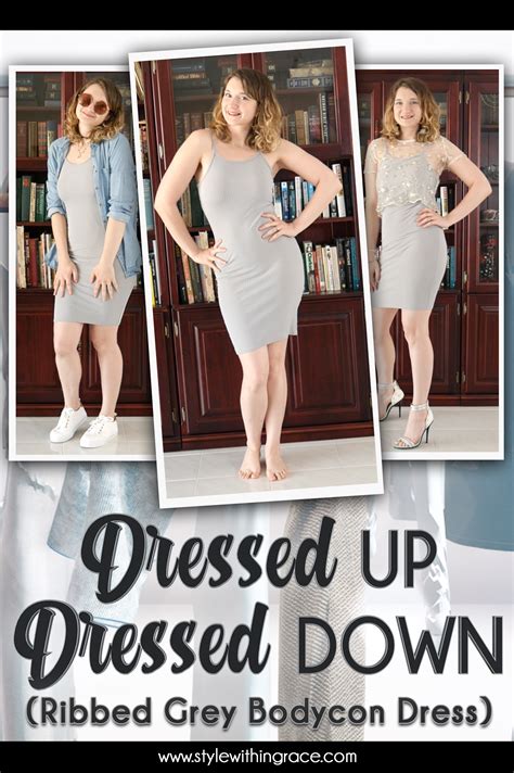 Dressed Up Dressed Down Ribbed Grey Bodycon Dress Style Within Grace