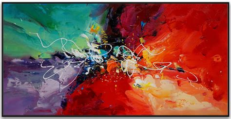 Colorful Modern Contemporary Artwork Large Horizontal Abstract Wall Art Hand Painted Acrylic