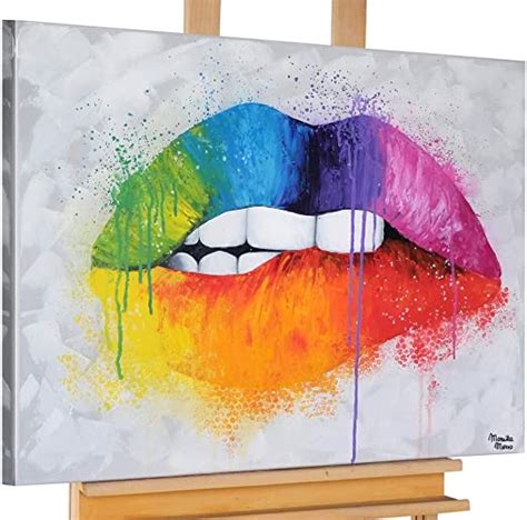 Kunstloft® Peinture Acrylique Sur Toile Rainbows End 90x70cm