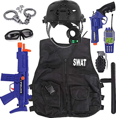 Jp キッズ Swat 警察官コスチューム デラックス ドレスアップ ロールプレイ セット ヘルメット付き 単眼