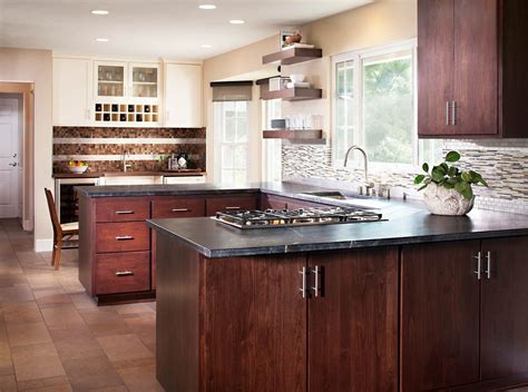 These kitchen layouts with peninsula might represent the revolution you need to give to your kitchen when you decide to redesign and renovate it according to your taste and needs. Image result for Red Wood Painted U Shaped Kitchen with ...