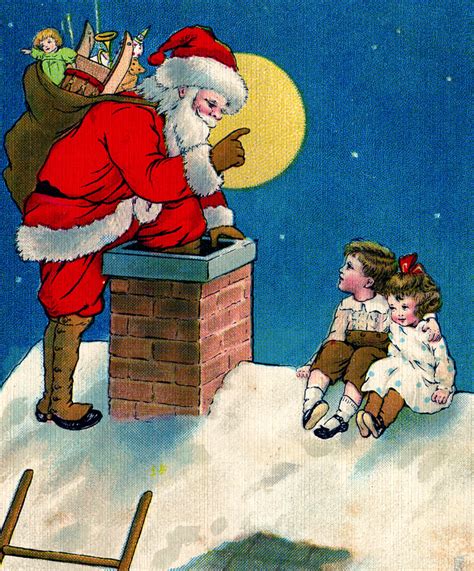 Vintage Christmas Clip Art Santa With Children The